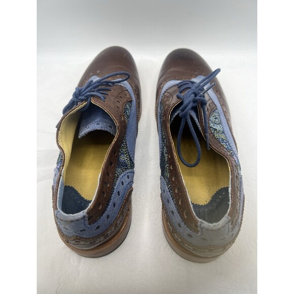 Robert Graham Mens Wingtip Oxford Shoes Brown Blue Paisley Lace Up Leather main image 4